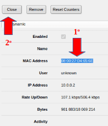 MAC de dispositivos para limitación en Mikrotik Kid Control.