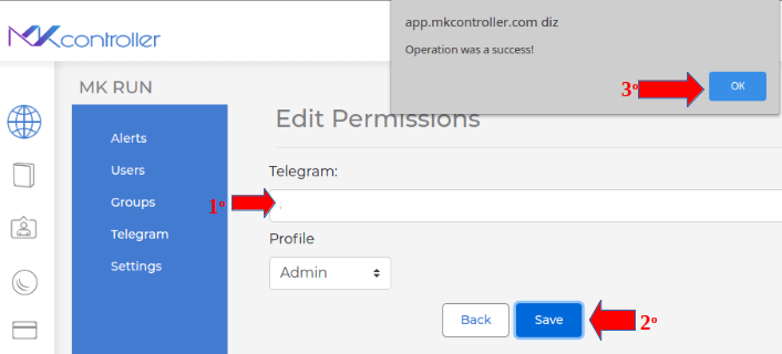 Informar o ID do Telegram para alertas do Mikrotik para o Telegram
