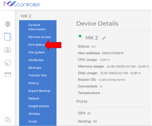 Access to Port Status in MkController.