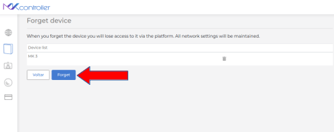 Forget MKController button to delete devices in MKController.