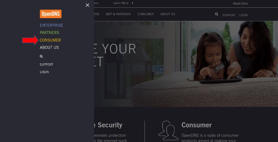 Option Customer OpenDns Parental Controls page.