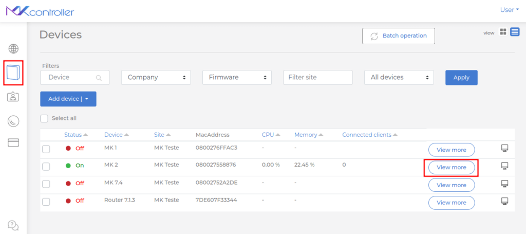 Option see more to Mikrotik RB remotely.