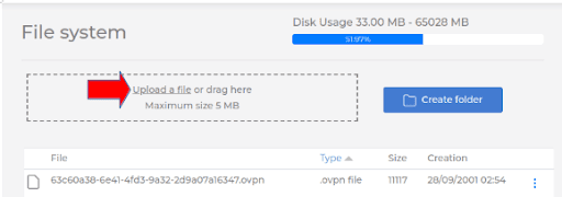 Option to select a file and after sending files on Mikrotik