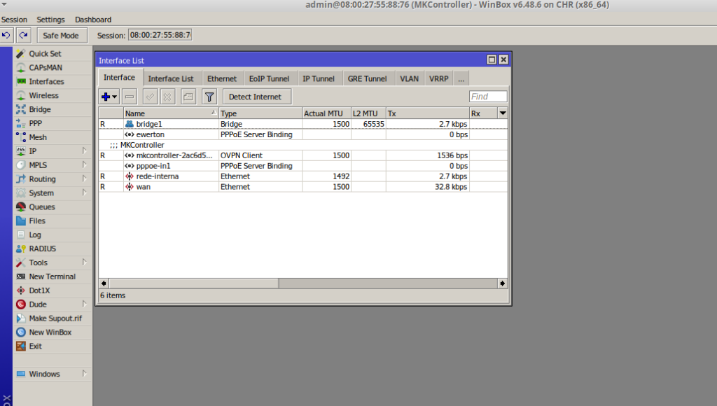 Interface do Winbox para conhecer O que é Mikrotik?.