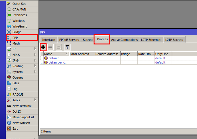 PPP Profiles for PPPoE server in Mikrotik.