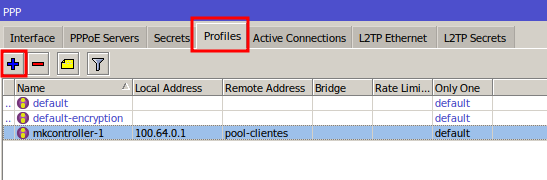 Configuración del perfil PPPoE del plan de conexión para el servidor PPPoE en Mikrotik.