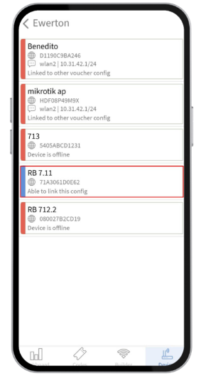 Devices menu to select the Mikrotik for Mikrotik Hotspot.