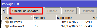 Updating RouterOS Mikrotik by downloading and installing.