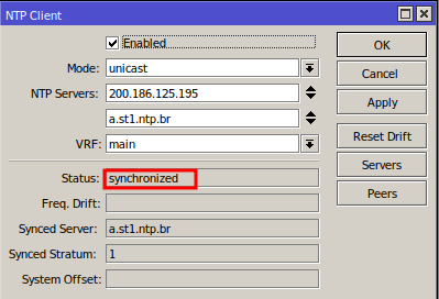 Verificando la sincronización NTP MikroTik.