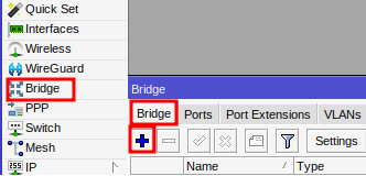 Bridge menu to configure MikroTik Bridge.