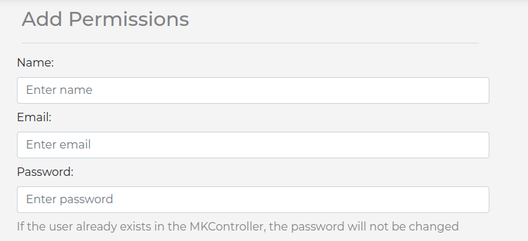 Informando al usuario sobre la Gestión de usuarios MKController.