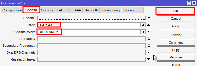 Wi-Fi 6 Channel Configuration on Mikrotik.