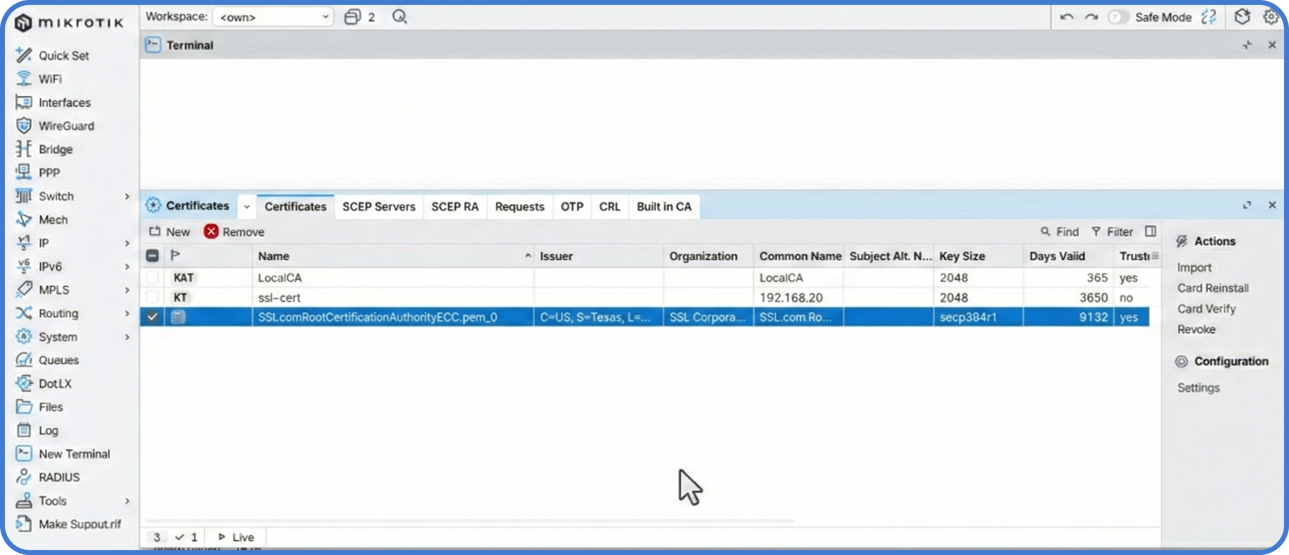 certificate changed and approved