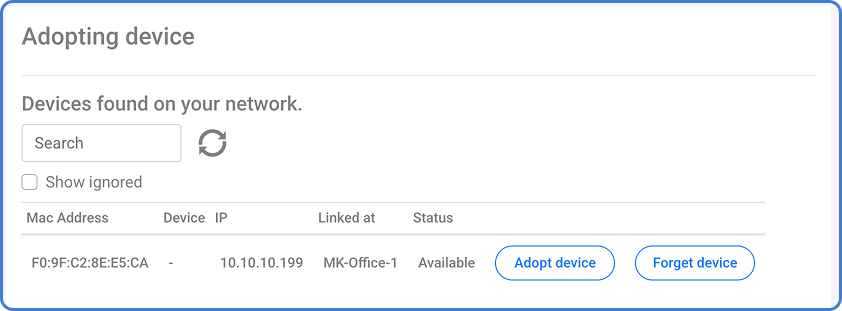 Adoptar dispositivo UniFi en MKController.