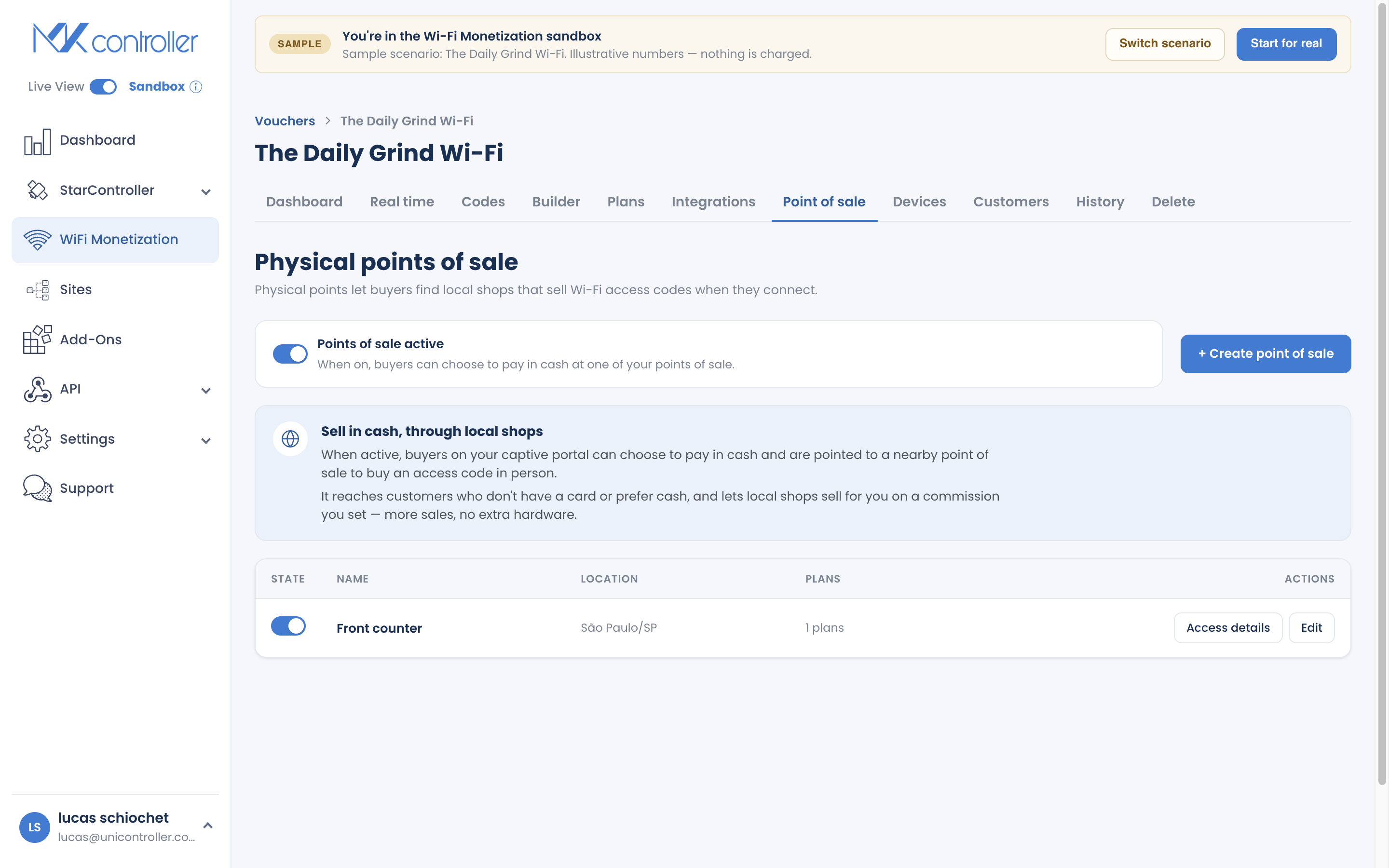 Point of Sale reseller registry in WiFi Monetization