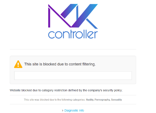 Imagem de um site bloqueado pelas regras configuradas na OpenDNS.