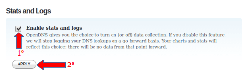 Habilitar estatísticas e log na OpenDNS.