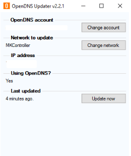 Informações do software OpenDNS Updater.