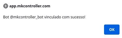 Confirmando o Bot vinculado.