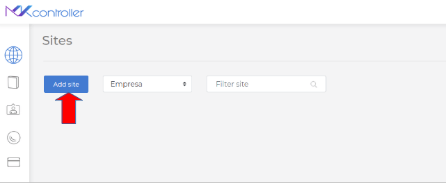 Botão para adicionar ou criar site na MkController.