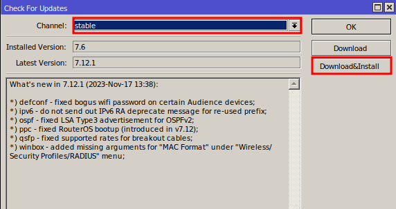 Fazendo Atualização do RouterOS MikroTik com Download&Install.