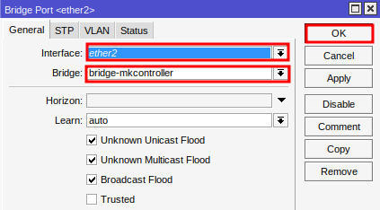 Adding interface to Bridge MikroTik.