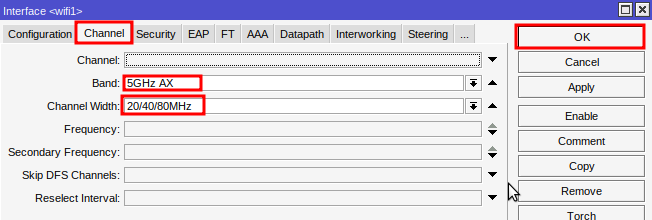 Configuração de Channel Wi-Fi 6 no Mikrotik.