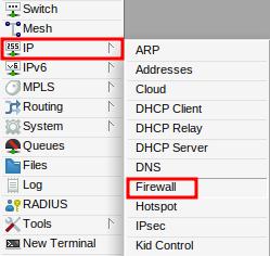 Acessar IP Firewall para configurar Fasttrack Mikrotik.